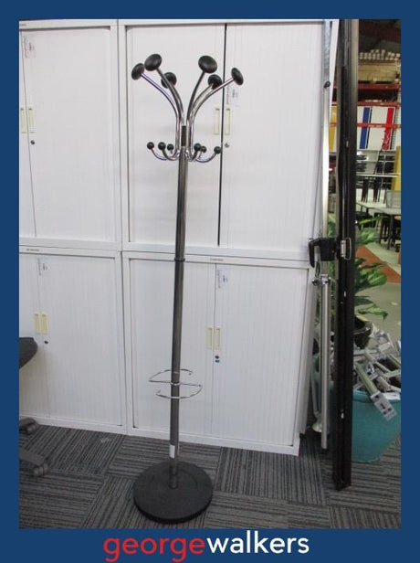 PR5957  Chrome  Metal Coat Rack - George Walkers Office Furniture Megastore
