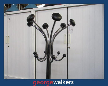 PR5957  Chrome  Metal Coat Rack - George Walkers Office Furniture Megastore