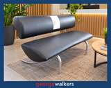 Reception bench – Executive lounge – Black leather – RRP $6,000 – PR7024