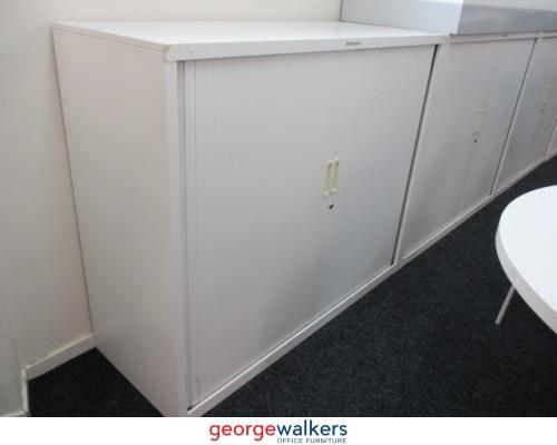PR5758  White Precision Tambour - George Walkers Office Furniture Megastore