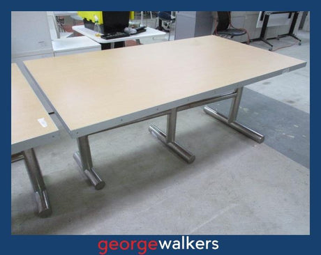 PR6216  Boardroom Table 1.8M - Light Wood Melteca with Brushed Chrome Base - George Walkers Office Furniture Megastore