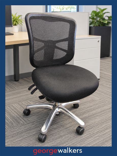 Office chair – Buro Metro – Mesh back – Aluminium base – RRP $800+ – PR6996 - George Walkers Office Furniture Megastore