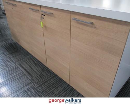 PR5633 - White/Woodgrain  Credenza - George Walkers Office Furniture Megastore