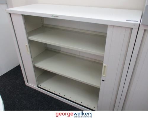 PR5758  White Precision Tambour - George Walkers Office Furniture Megastore