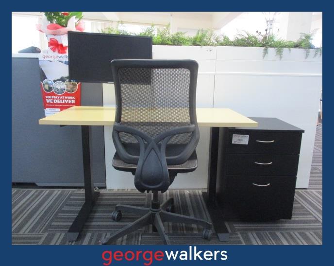 PR6036 Black  Ergonomic 5 Piece Complete Office Furniture Set - George Walkers Office Furniture Megastore