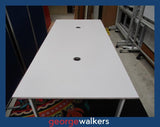 PR6248  White Melteca Boardroom Meeting Table with White Metal Base - George Walkers Office Furniture Megastore