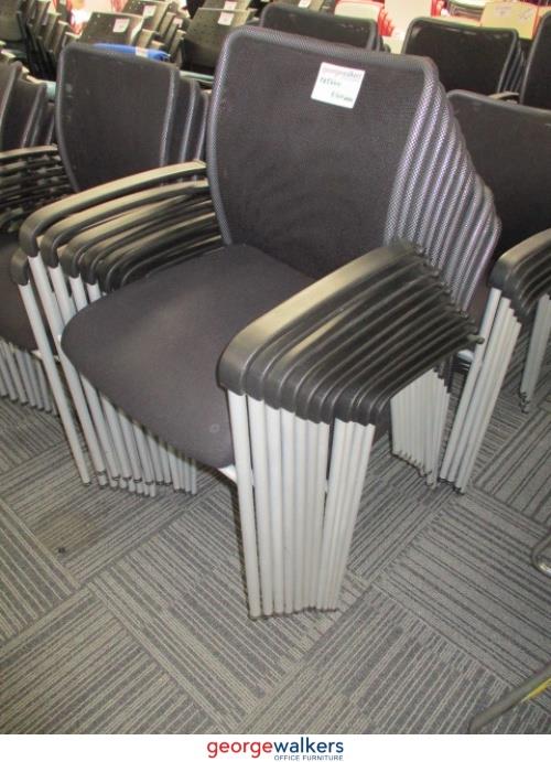 PR5664 - Black Mesh Stackable Meeting Chair - George Walkers Office Furniture Megastore