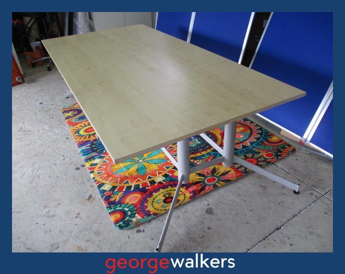 PR6217  Maple  Boardroom Table - Melteca Top with Grey Metal Base - George Walkers Office Furniture Megastore