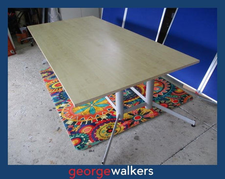 PR6217  Maple  Boardroom Table - Melteca Top with Grey Metal Base - George Walkers Office Furniture Megastore