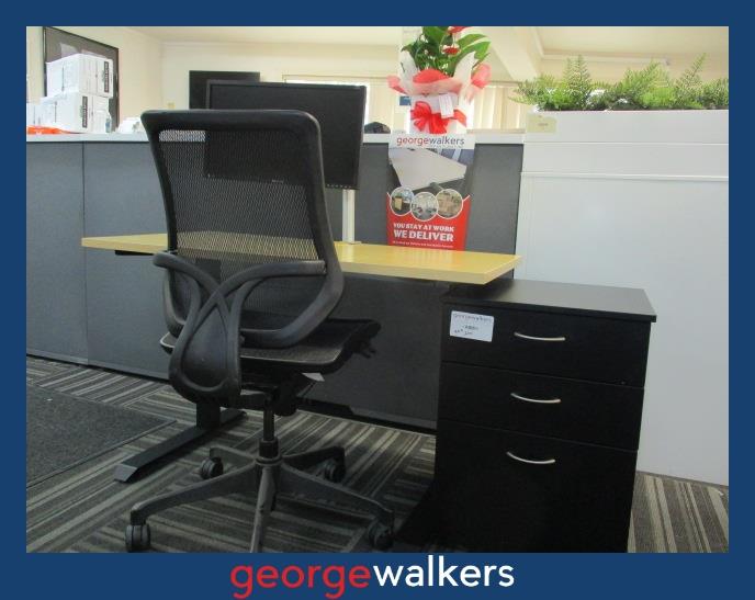 PR6036 Black  Ergonomic 5 Piece Complete Office Furniture Set - George Walkers Office Furniture Megastore