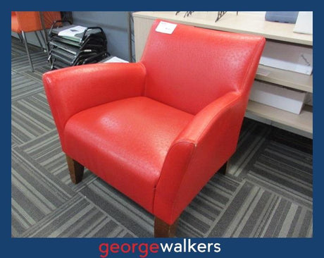 PR5889  Red Leatherette  Low Armchair - George Walkers Office Furniture Megastore