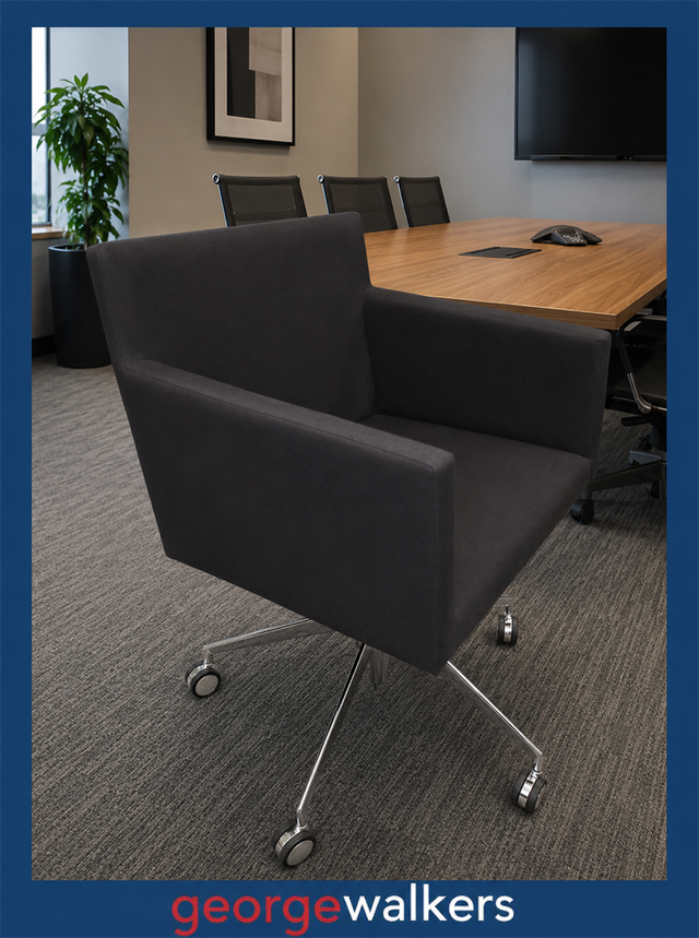 VL40    Upholstered Meeting Chair on Castors - George Walkers Office Furniture Megastore