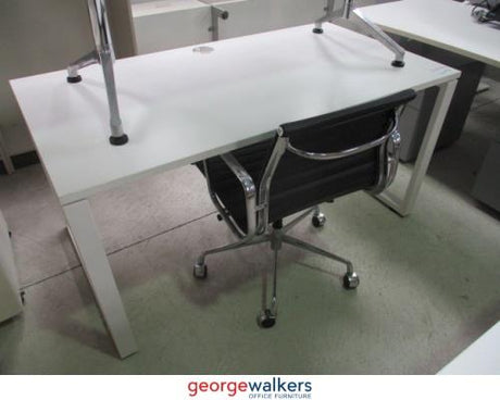 PR5762  White  Straight Desk - George Walkers Office Furniture Megastore
