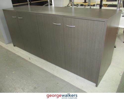 PR5760  Dark Woodgrain  Credenza with Bar Fridge - George Walkers Office Furniture Megastore
