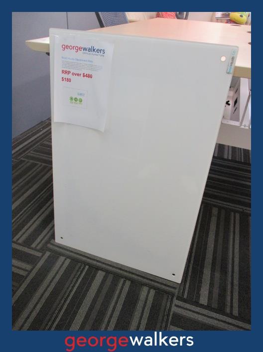 WHITEBOARD GLASS 900 x 600MM BOYD VISUALS WALL MOUNT
