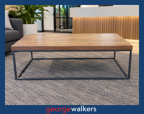 Coffee table - Walnut melteca - Black metal frame - 1.2m - PR7047 - George Walkers Office Furniture Megastore