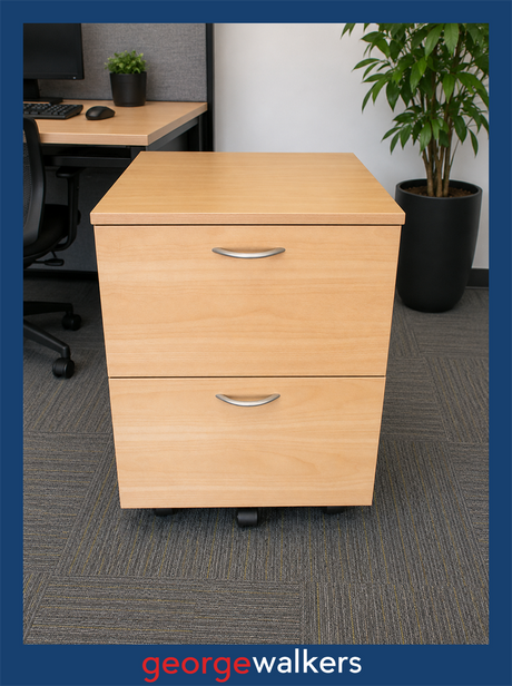 PR6762  Tawa Melteca  2 Drawer Mobile - George Walkers Office Furniture Megastore