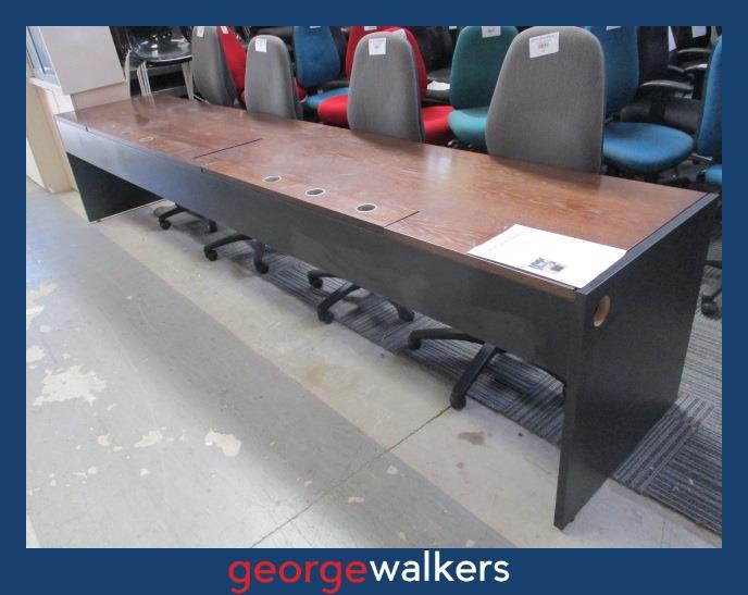 VL117  Dark Woodgrain  Large Multi User Workstation - George Walkers Office Furniture Megastore