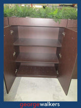 PR6330  Dark Wood  Melteca 2 Door Planter Cupboard original RRP $1200 - George Walkers Office Furniture Megastore