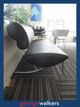 Reception bench – Executive lounge – Black leather – RRP $6,000 – PR7024