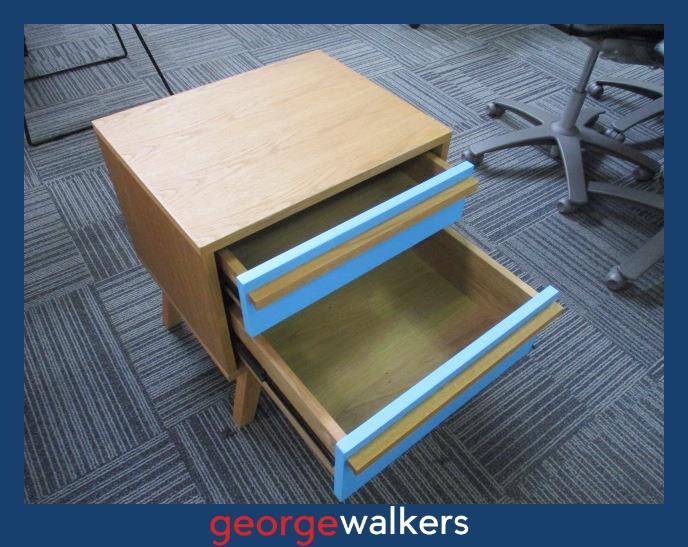 PR5928  Wood/Blue  Bedside Drawer - George Walkers Office Furniture Megastore