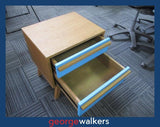 PR5928  Wood/Blue  Bedside Drawer - George Walkers Office Furniture Megastore