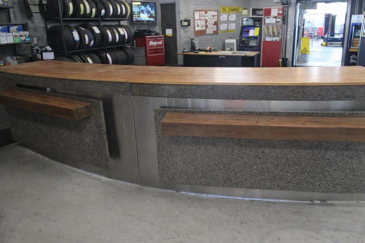 PR6519  Concrete  4M  Reception Counter - George Walkers Office Furniture Megastore
