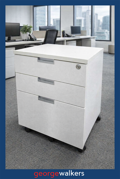 PR4663 White Mobile Drawers - George Walkers Office Furniture Megastore