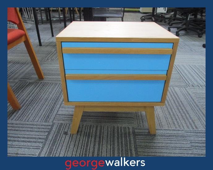 PR5928  Wood/Blue  Bedside Drawer - George Walkers Office Furniture Megastore