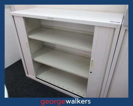 PR5758  White Precision Tambour - George Walkers Office Furniture Megastore