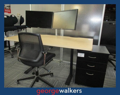 PR6013  Black  Ergonomic Complete Office Furniture Set - George Walkers Office Furniture Megastore