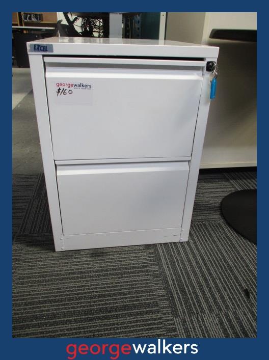 FILING CABINET – EXCEL – 2 DRAWER – LOCKABLE – WHITE – PR6960