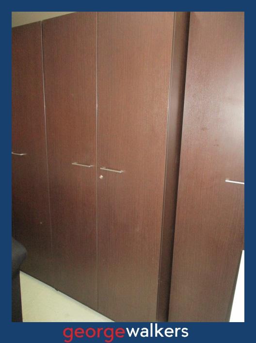 PR6332  Chocolate Woodgrain  Melteca Tall Cupboard - George Walkers Office Furniture Megastore