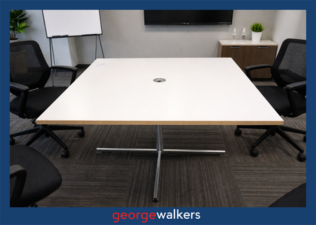 PR6660  White  Square Meeting Table 1.2M - George Walkers Office Furniture Megastore