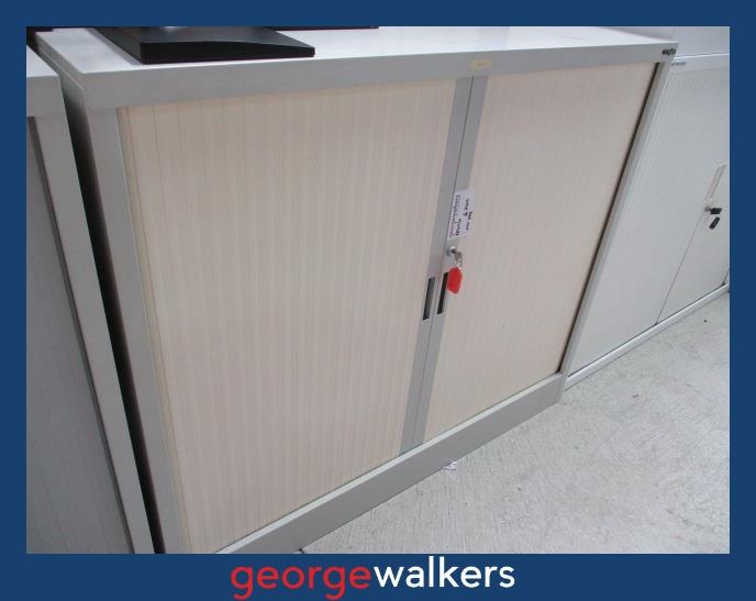 PR6116  Cream Europlan Metal Tambour Cabinet with Key