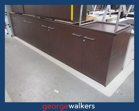 PR6358  Chocolate Woodgrain  Office Credenza 3.6M - George Walkers Office Furniture Megastore