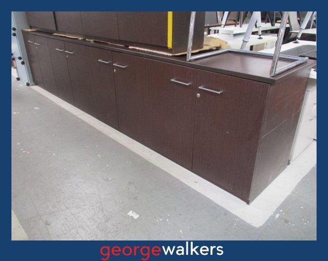 PR6358  Chocolate Woodgrain  Office Credenza 3.6M - George Walkers Office Furniture Megastore