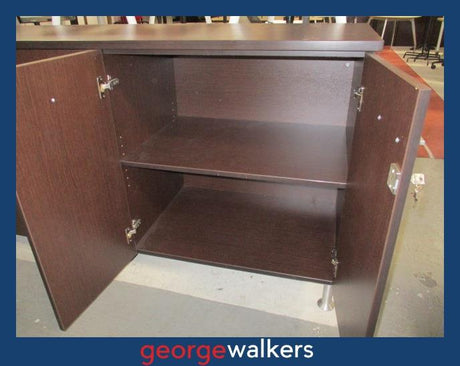 PR6341  Chocolate Woodgrain  Melteca 4 Door Credenza - George Walkers Office Furniture Megastore