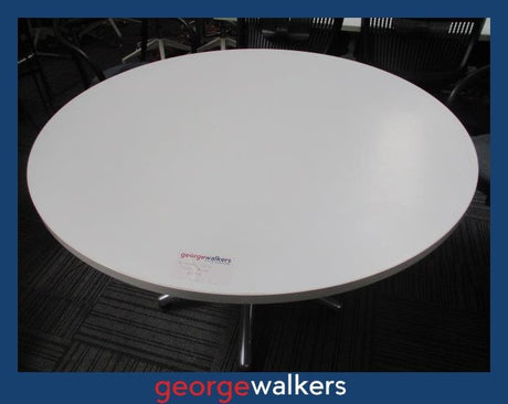 PR6665  White  Round Meeting Table 1.1M - George Walkers Office Furniture Megastore
