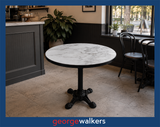 CAFE TABLE – ROUND – MARBLE STONE TILE TOP – 1M – RRP $1200 - PR6944