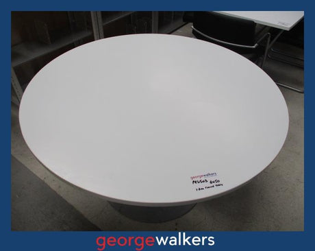 PR6503  White Melteca  Round Meeting Table 1.2M - George Walkers Office Furniture Megastore
