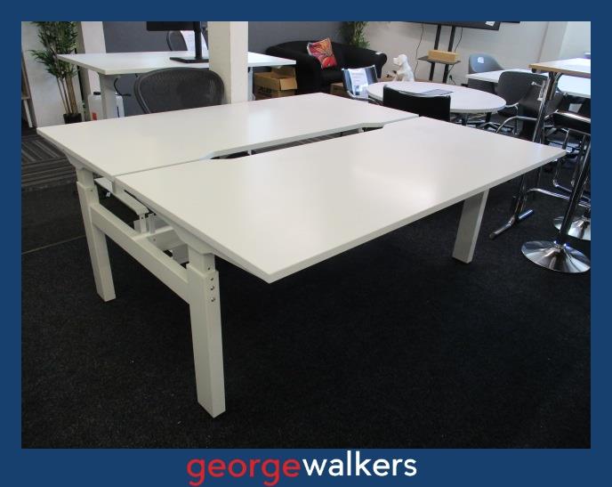 PR6355  White  2 Man Pod Desk - George Walkers Office Furniture Megastore