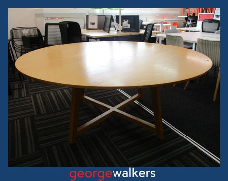 PR5789  Woodgrain  Round Meeting Table - George Walkers Office Furniture Megastore