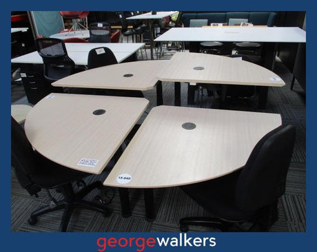 Workstation - Zenith - 4 person electric sit/stand pod - Maple/black - 2m - PR7054 - George Walkers Office Furniture Megastore