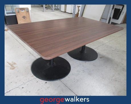 PR6219  Walnut  Boardroom Meeting Table - Dark Melteca with Metal Pedestal Bases - George Walkers Office Furniture Megastore
