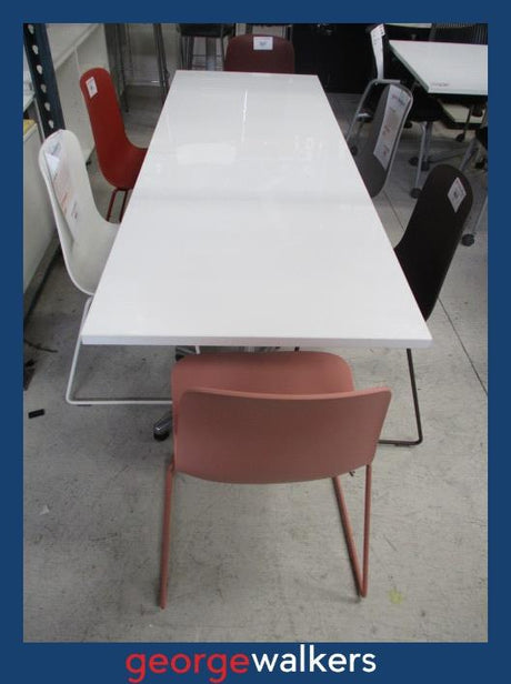 Meeting table - High gloss white - Chrome star bases - 2m - PR7057 - George Walkers Office Furniture Megastore