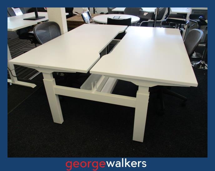 PR6355  White  2 Man Pod Desk - George Walkers Office Furniture Megastore