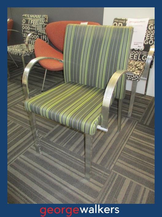RECEPTION CHAIR – SEGIS BARTOLI DESIGNER – RRP $700+ GREEN STRIPE – PR6812