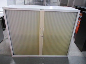 2-Door Metal Tambour Cupboard White