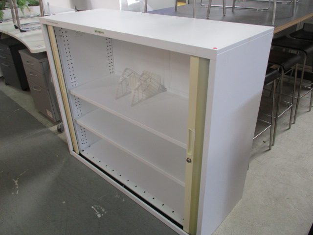 2-Door Metal Tambour Cupboard White